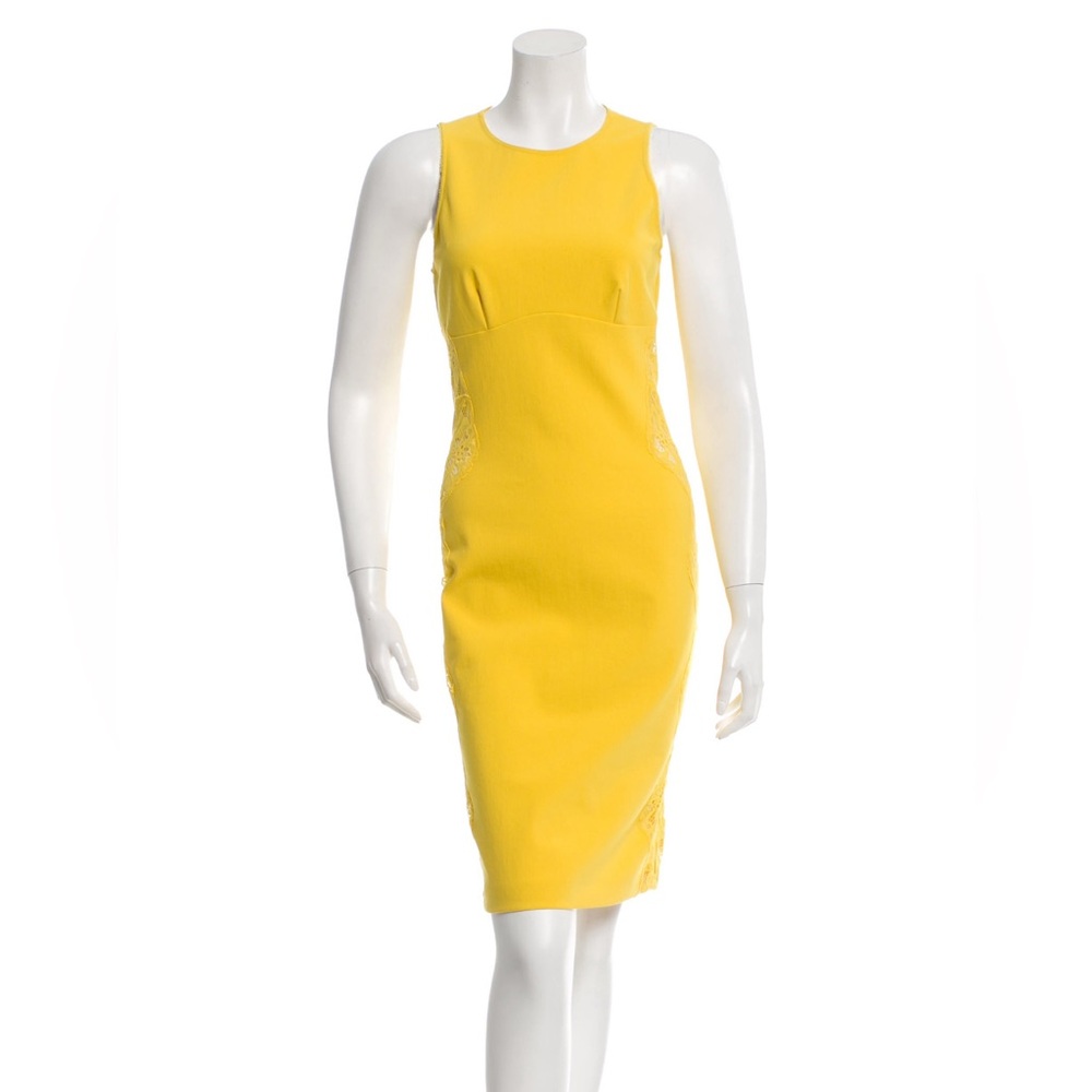 Yellow Stella McCartney Lace trimmed body-con cocktail dress Size: M/US 6/IT 42